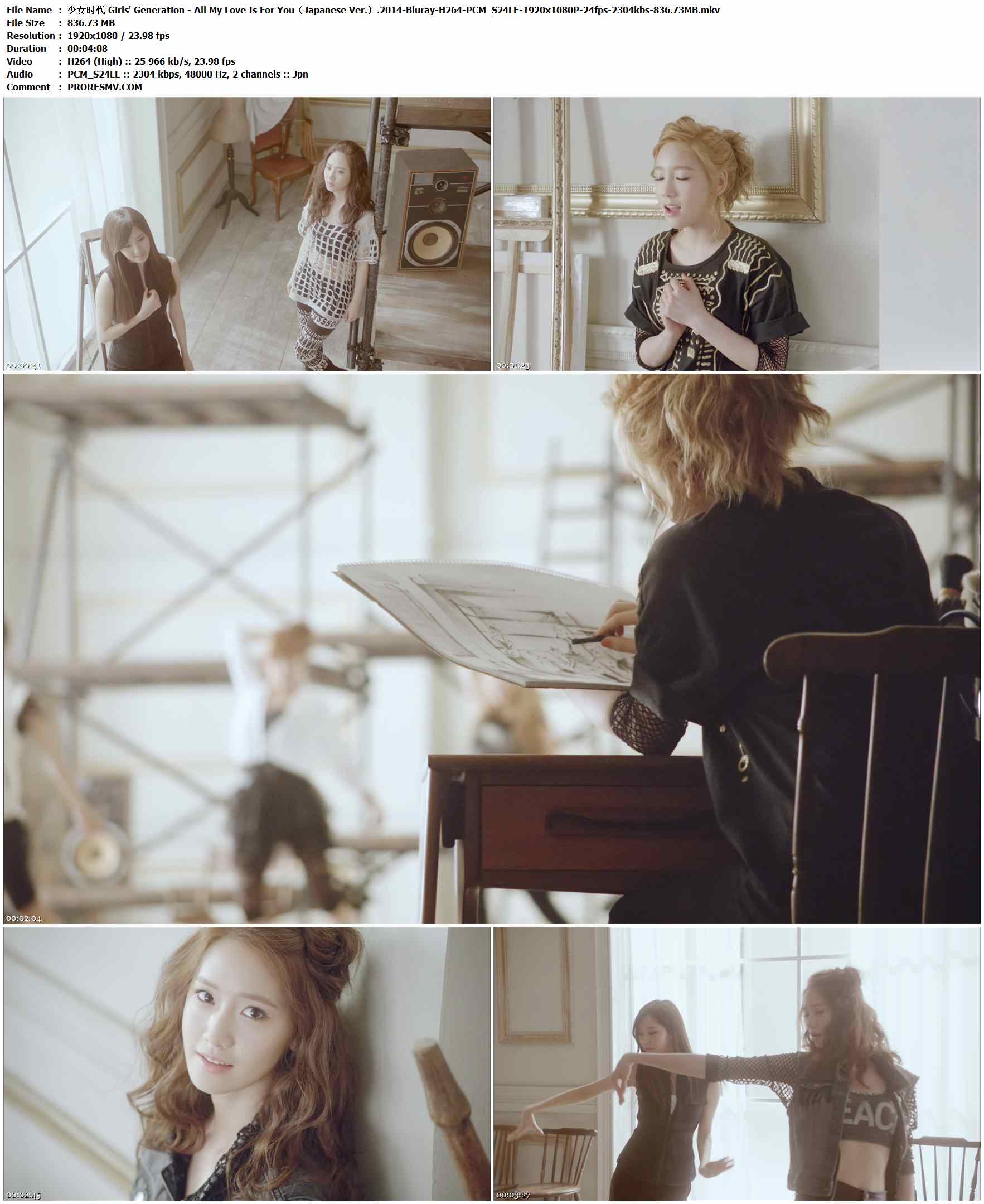 少女时代 Girls' Generation - All My Love Is For You（Japanese Ver.）.2014-Bluray-H264-PCM_S24LE-1920x1080P-24fps-2304kbs-836.73MB官方MV_高清MV